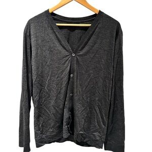 Icebreaker Cool-Lite Merino Wool Cardigan Men Size‎ M Charcoal Grey